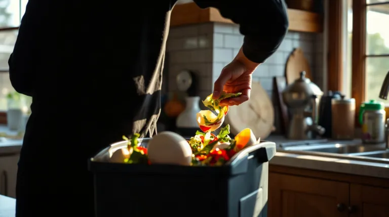 Dépôt de déchets de cuisine dans un composteur bokashi