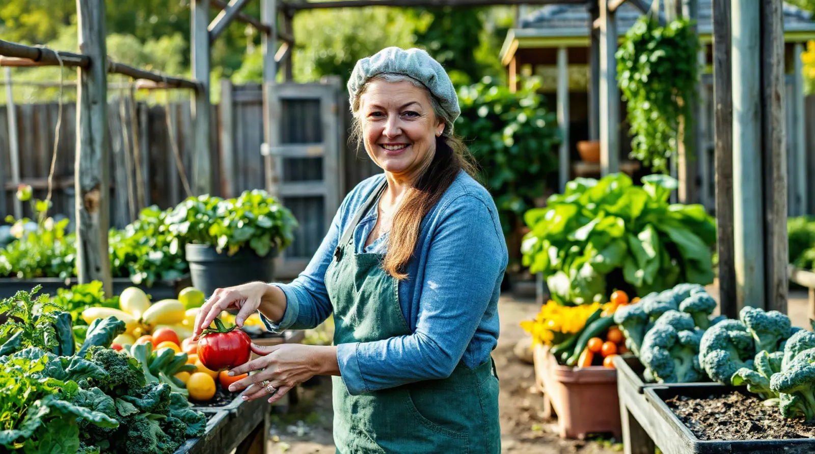 Jardinière qui organise son potager par familles de légumes