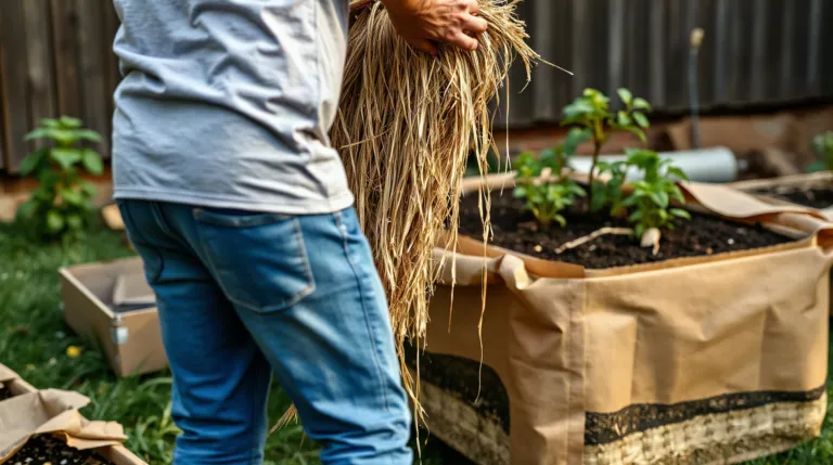 Montage d'une butte lasagne dans un jardin potager