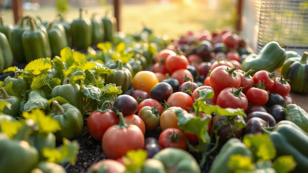 Rangées de légumes en pleine pousse dans un potager