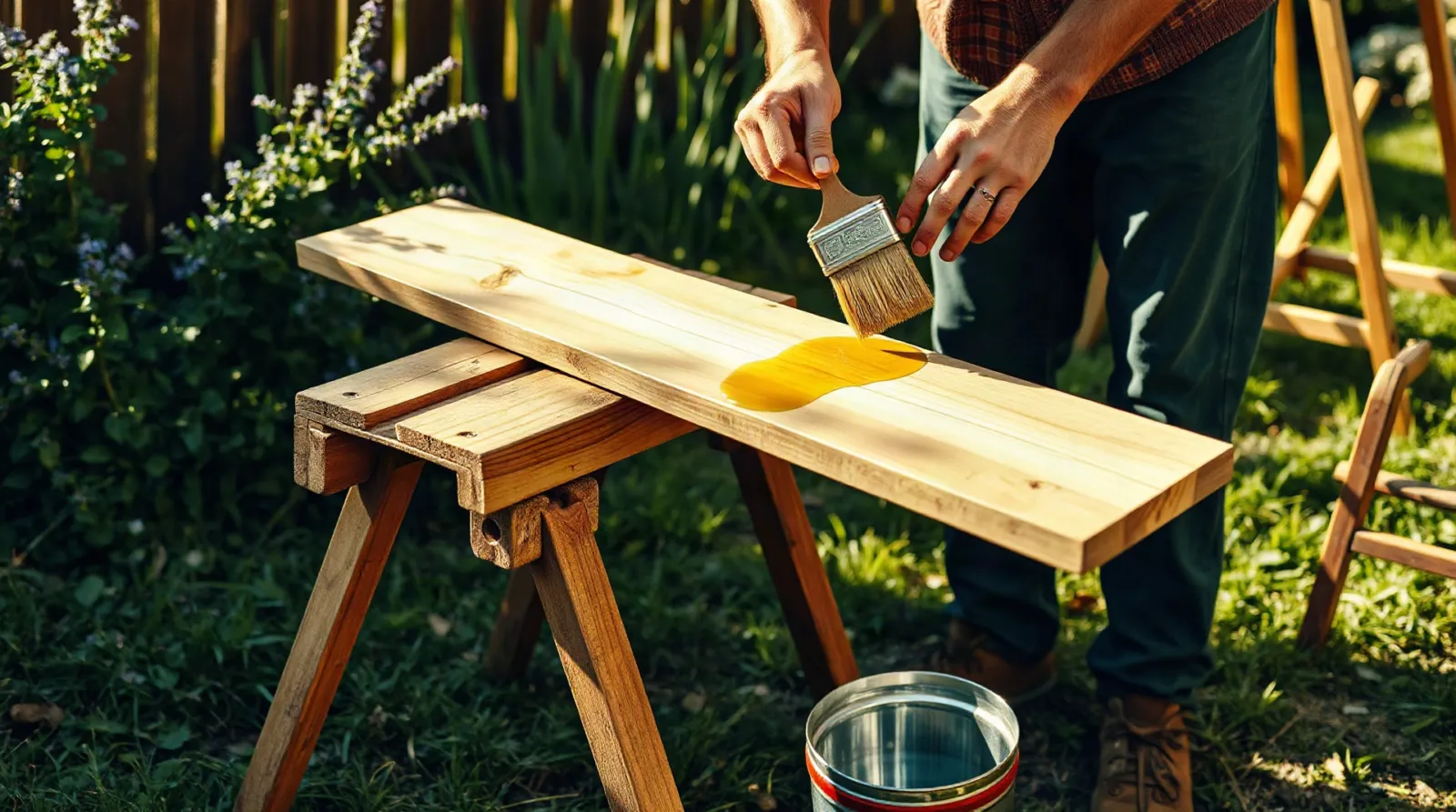 Application d'huile protectrice sur bois extérieur